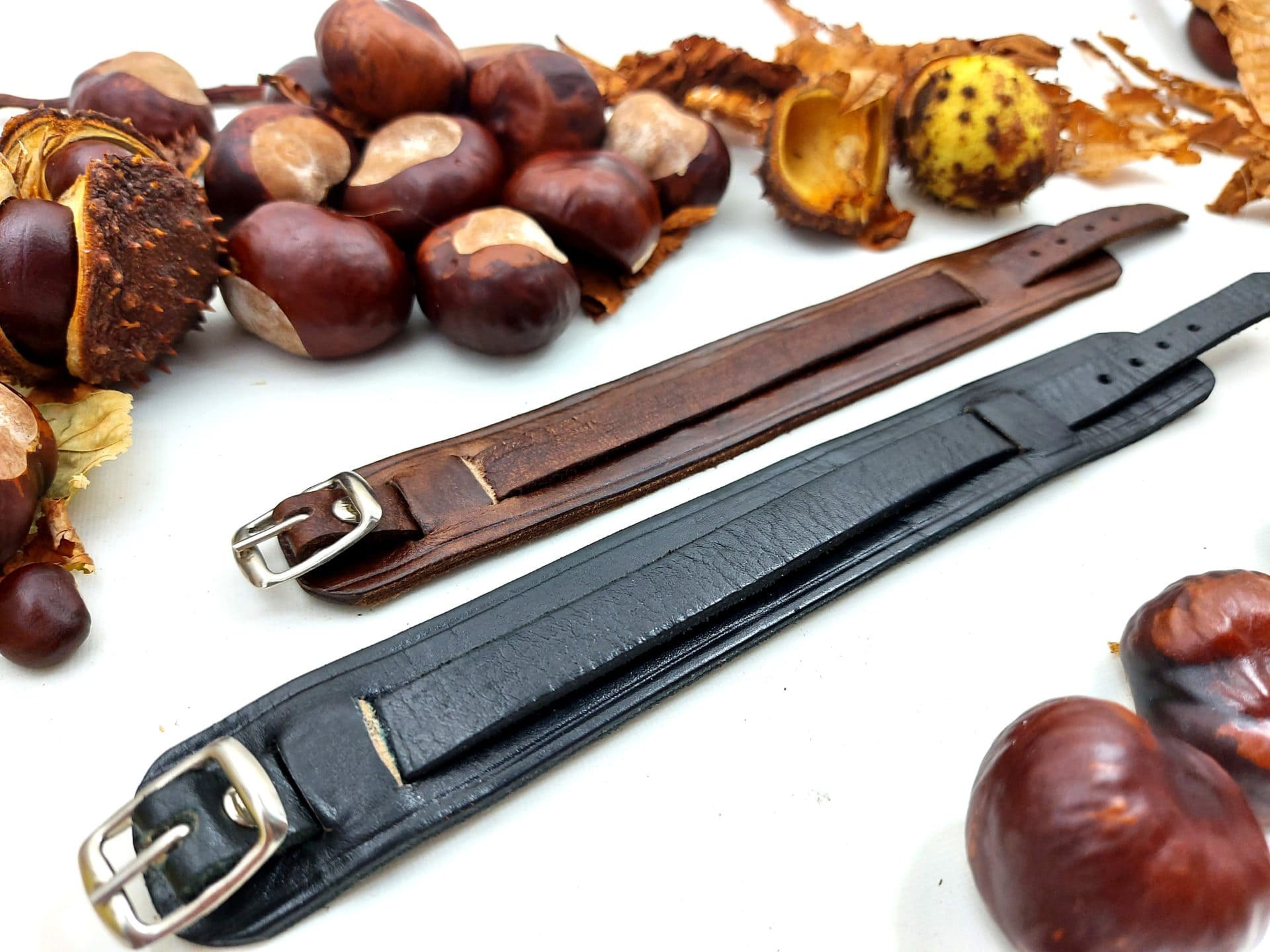 bracelet de force en cuir marron noir