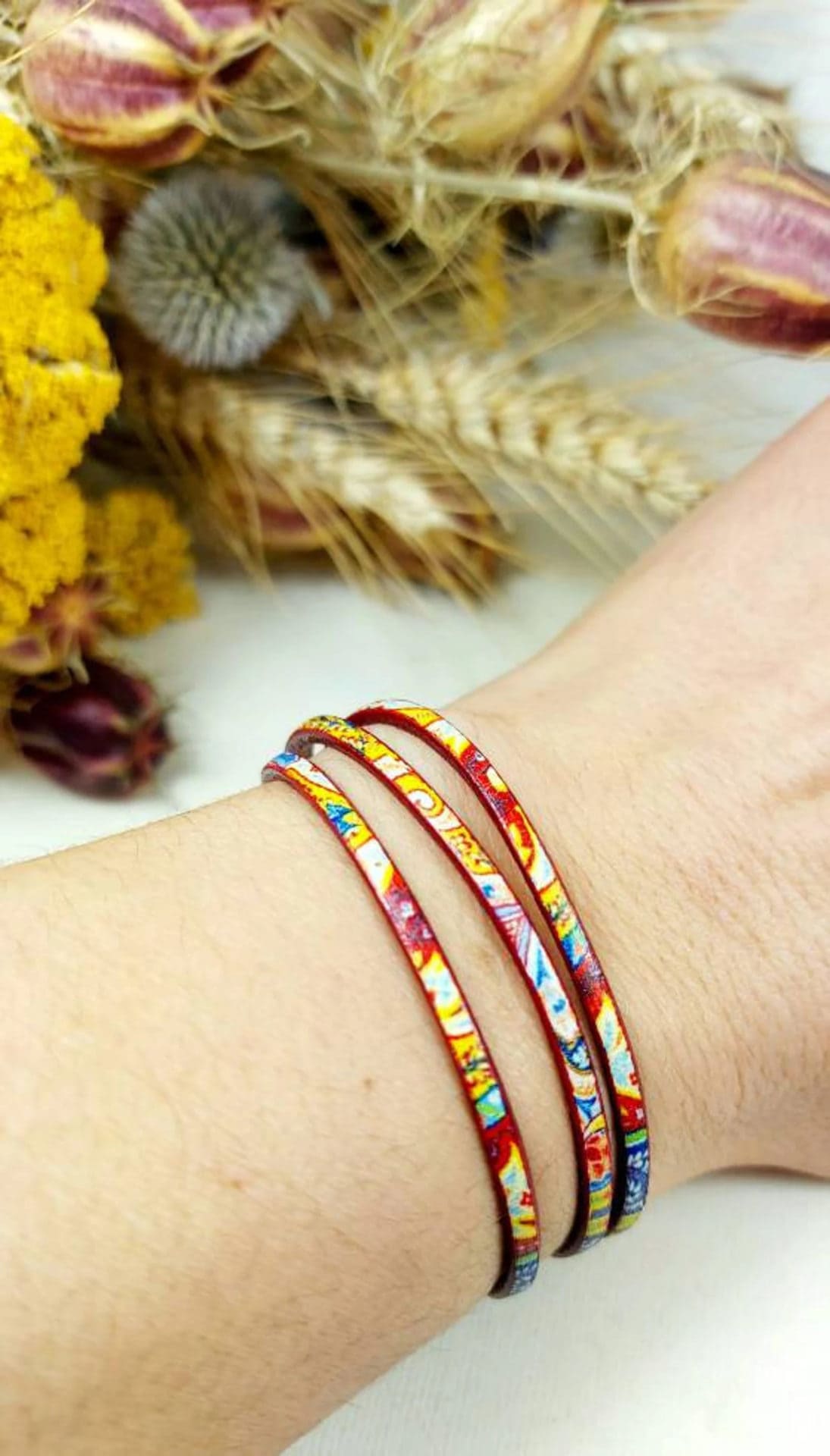 Bracelet multirangs en cuir pour femme – Image 4