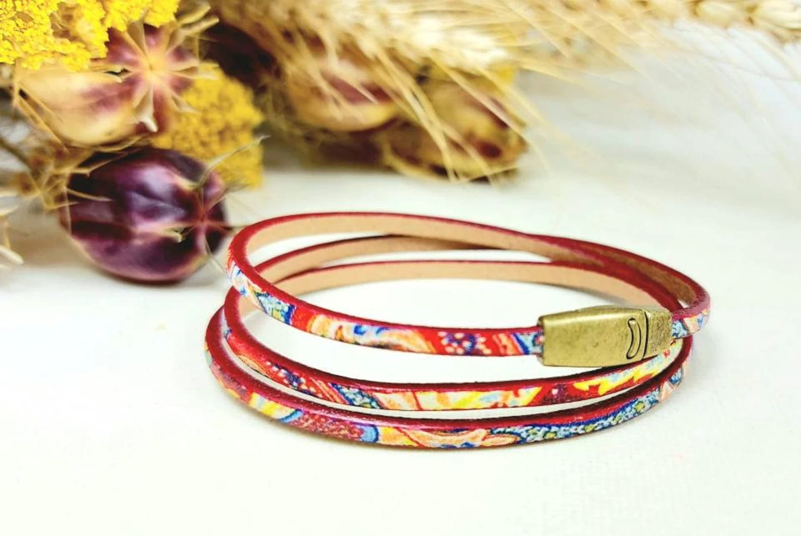 Bracelet multirangs en cuir pour femme – Image 2