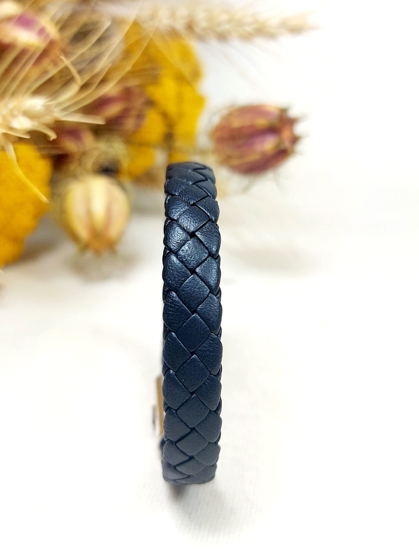 bracelet noir cuir tressé
