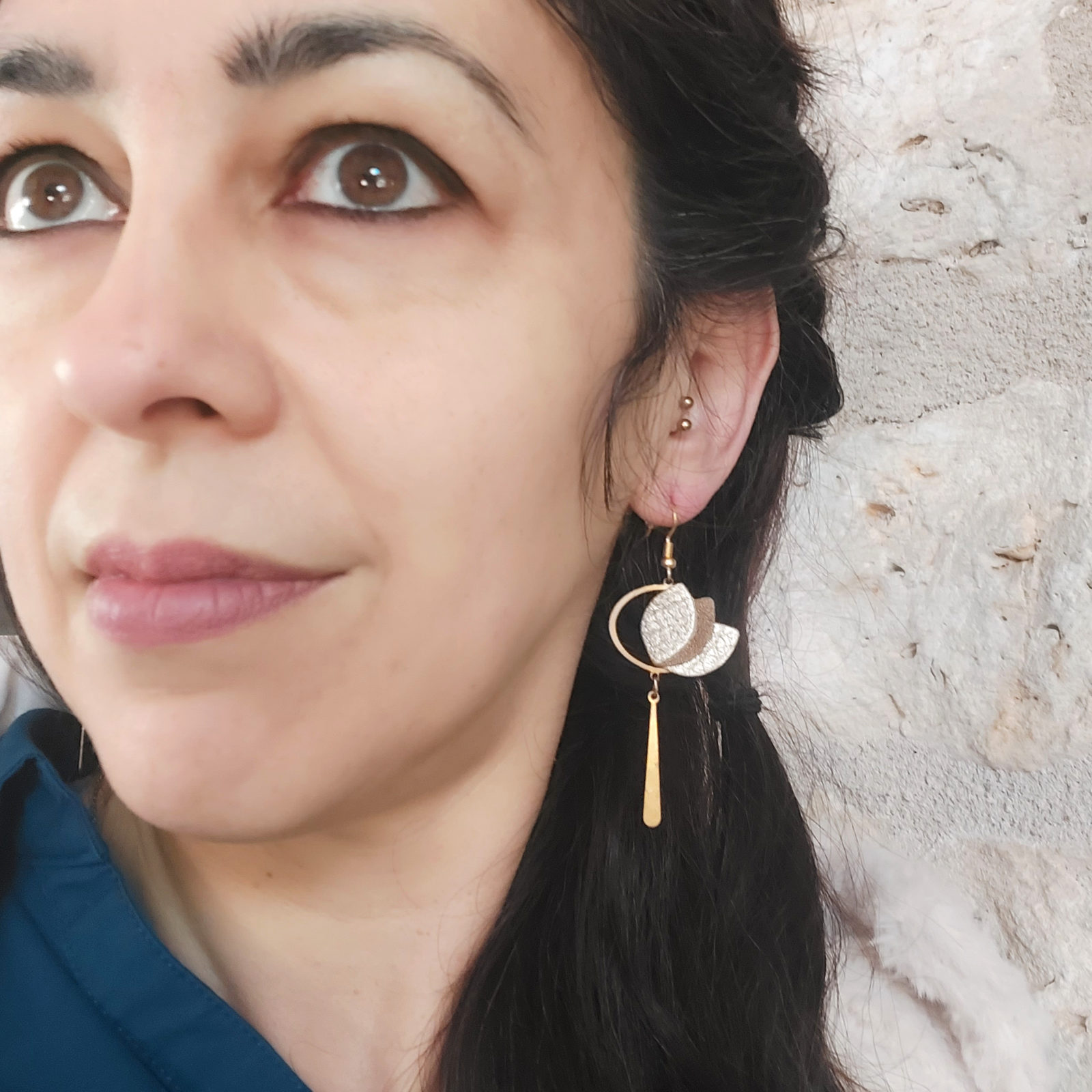 Boucles d'oreilles cuir doré