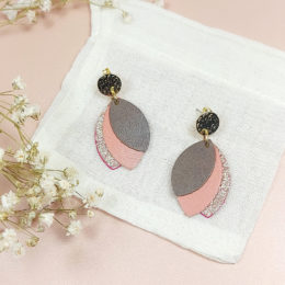 boucles d'oreilles en cuir upcyclé collection "demoiselle"