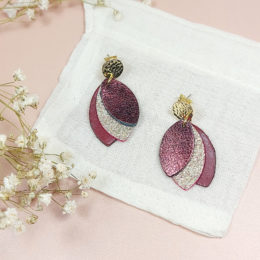 boucles d'oreilles en cuir upcyclé collection "demoiselle"