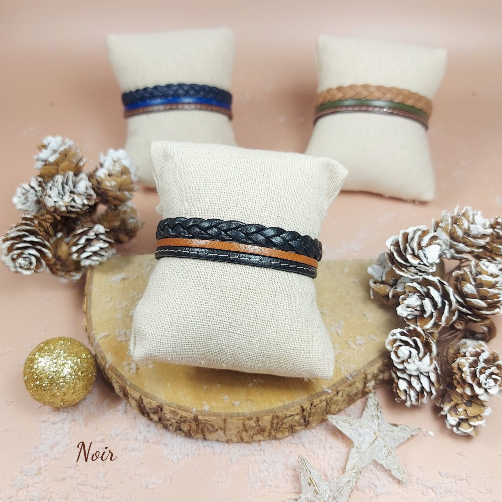 bracelet cuir trois lanières pour homme