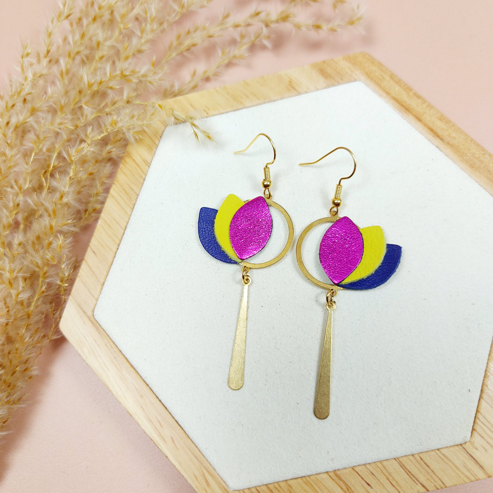 Boucles d'oreilles pendantes en cuir