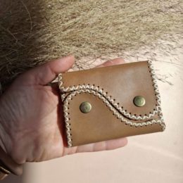 Porte-monnaie porte-cartes compact marron clair