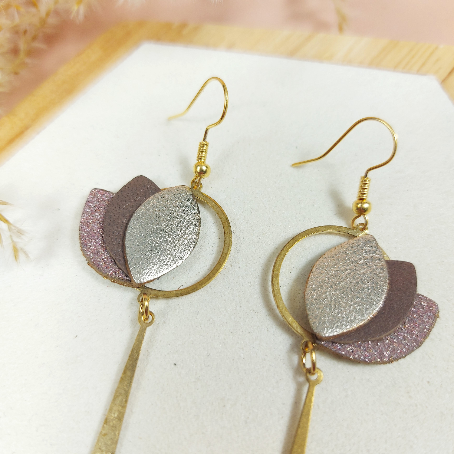 Boucles d'oreilles cuir upcyclé