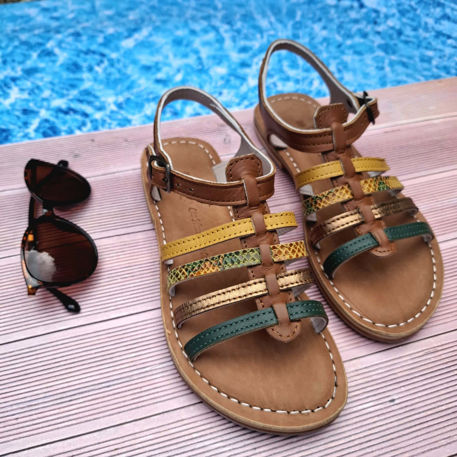 Sandales colorées en cuir Tutti Frutti