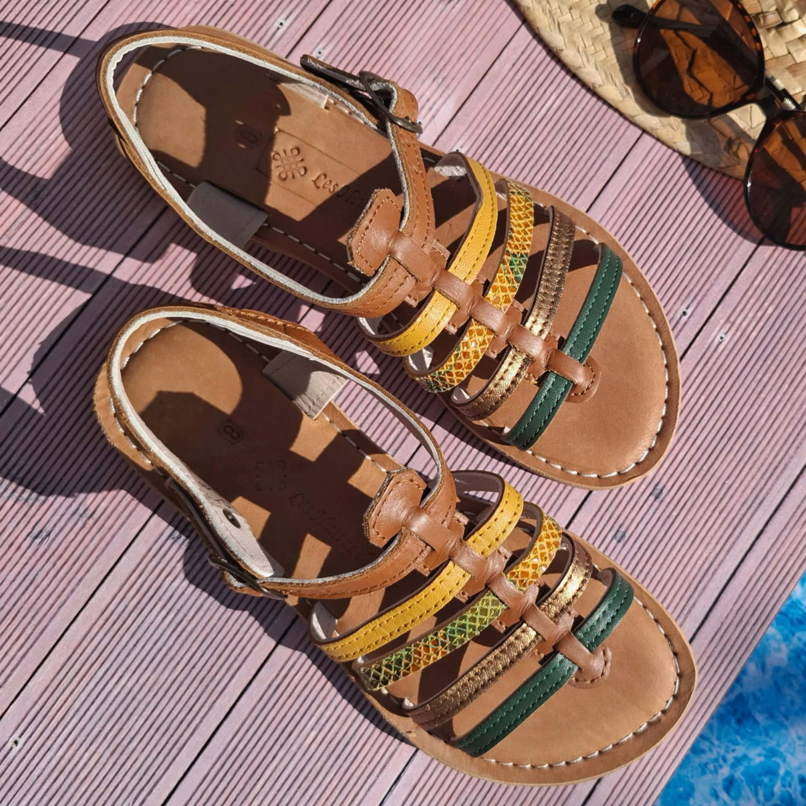 Sandales colorées en cuir Tutti Frutti