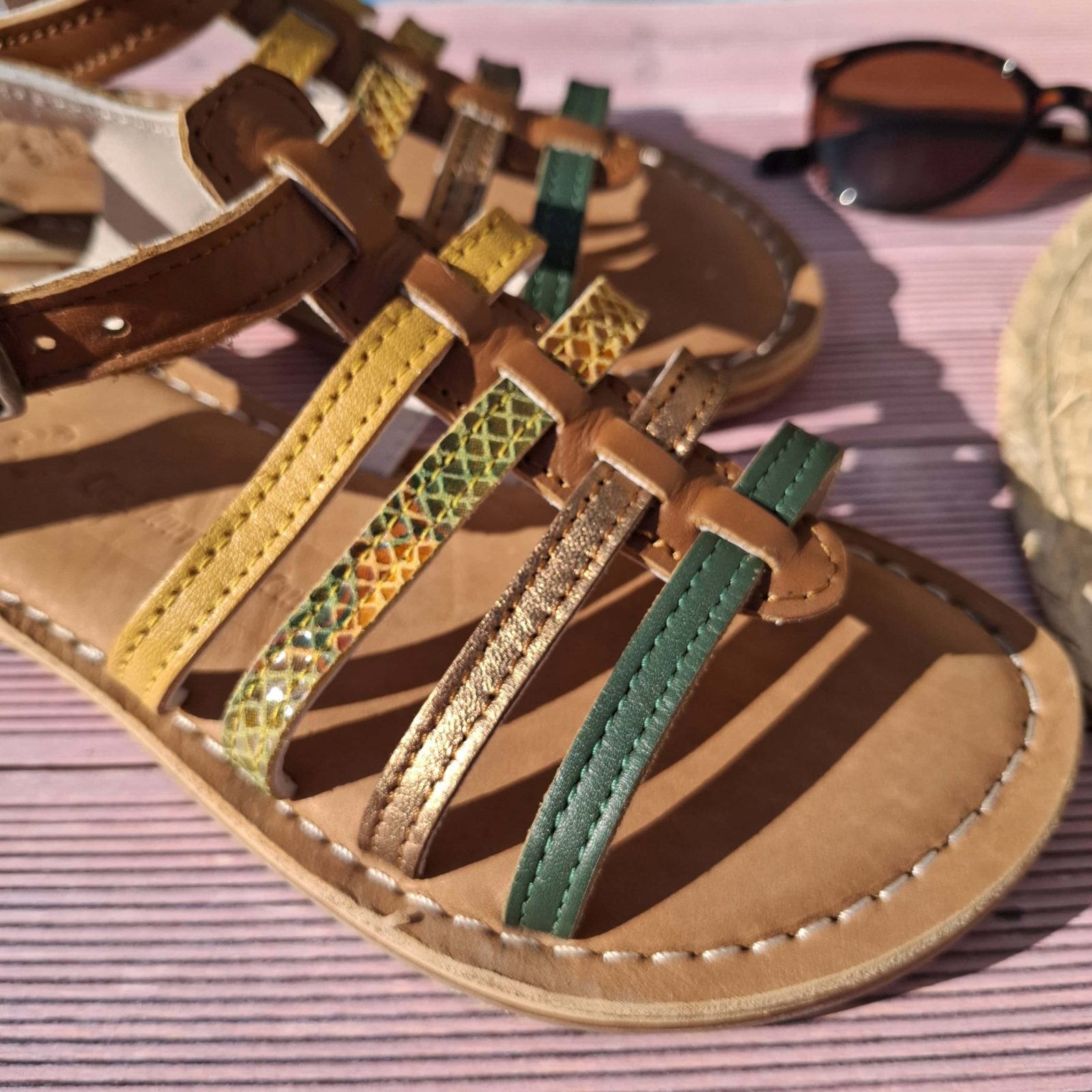 Sandales colorées en cuir Tutti Frutti