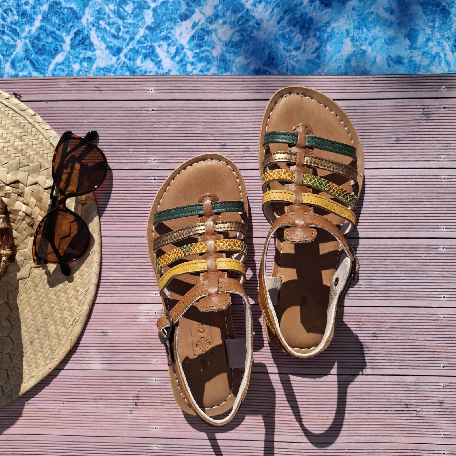 Sandales colorées en cuir Tutti Frutti