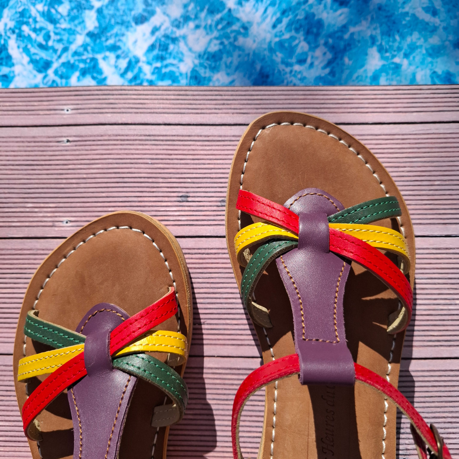 Sandales compensées en cuir