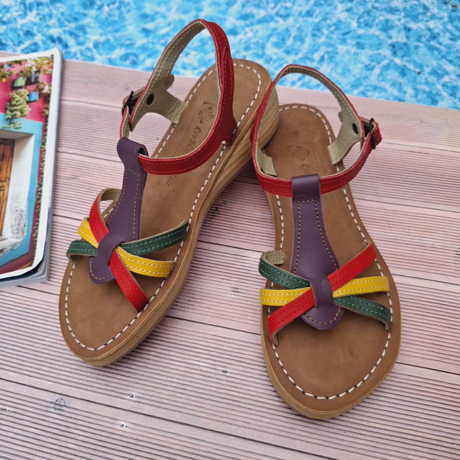 Sandales compensées en cuir Belinettes