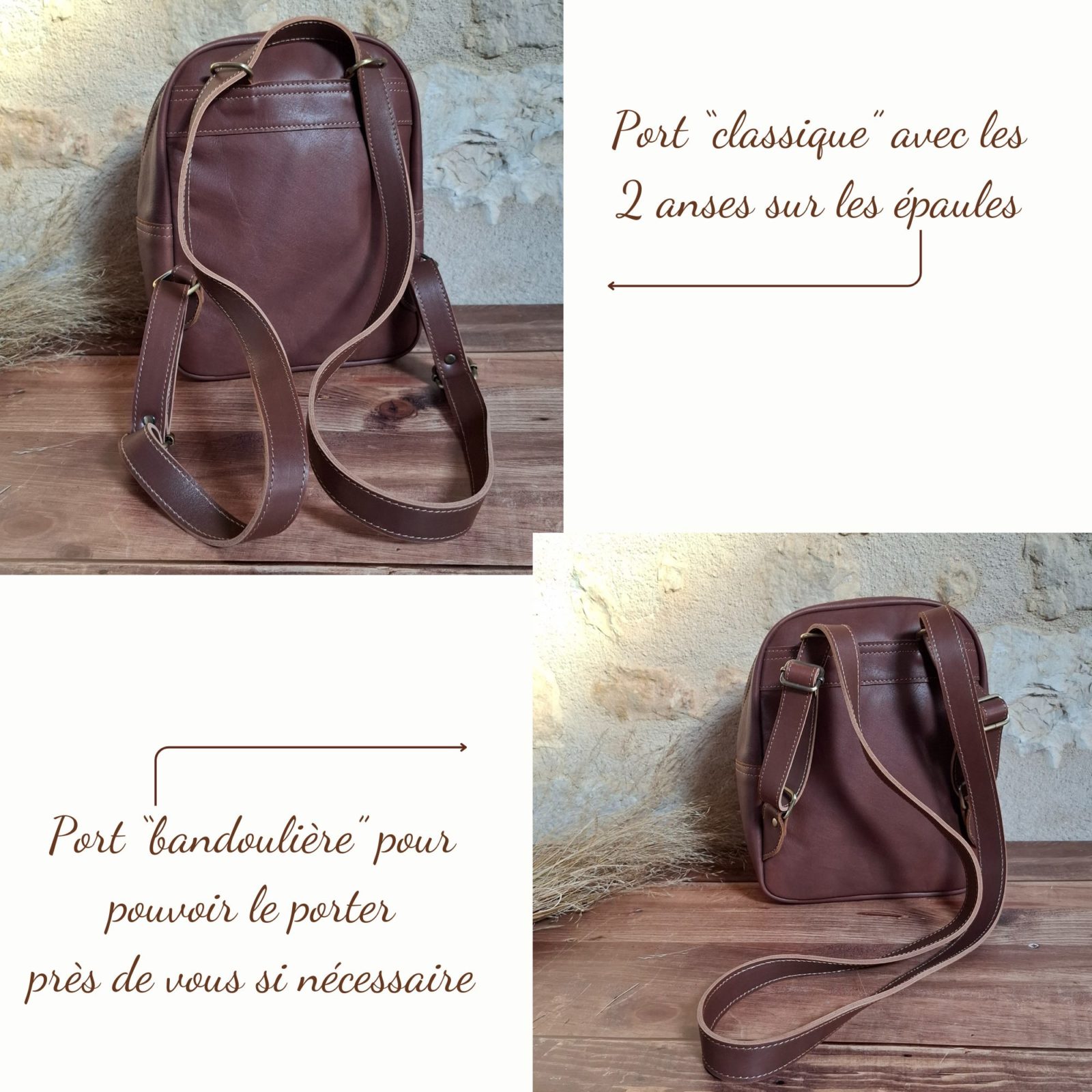 sac à dos artisanal cuir marron