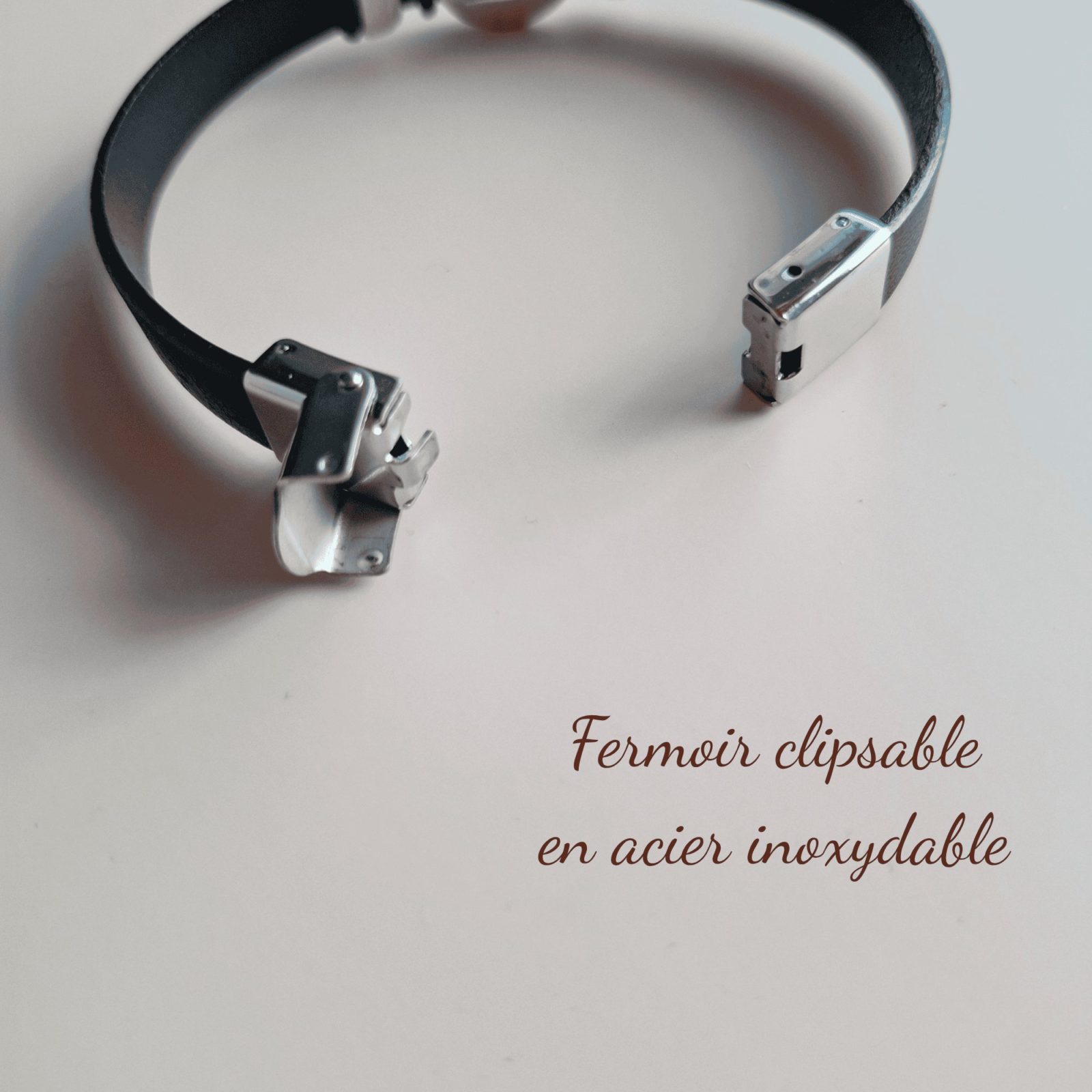 Fermoir clipsable bracelet cuir