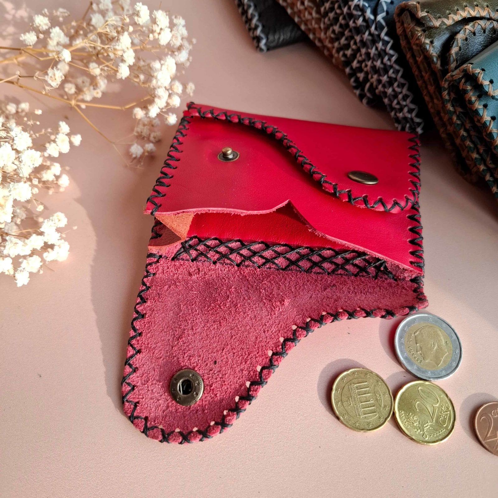 porte-carte cuir rouge