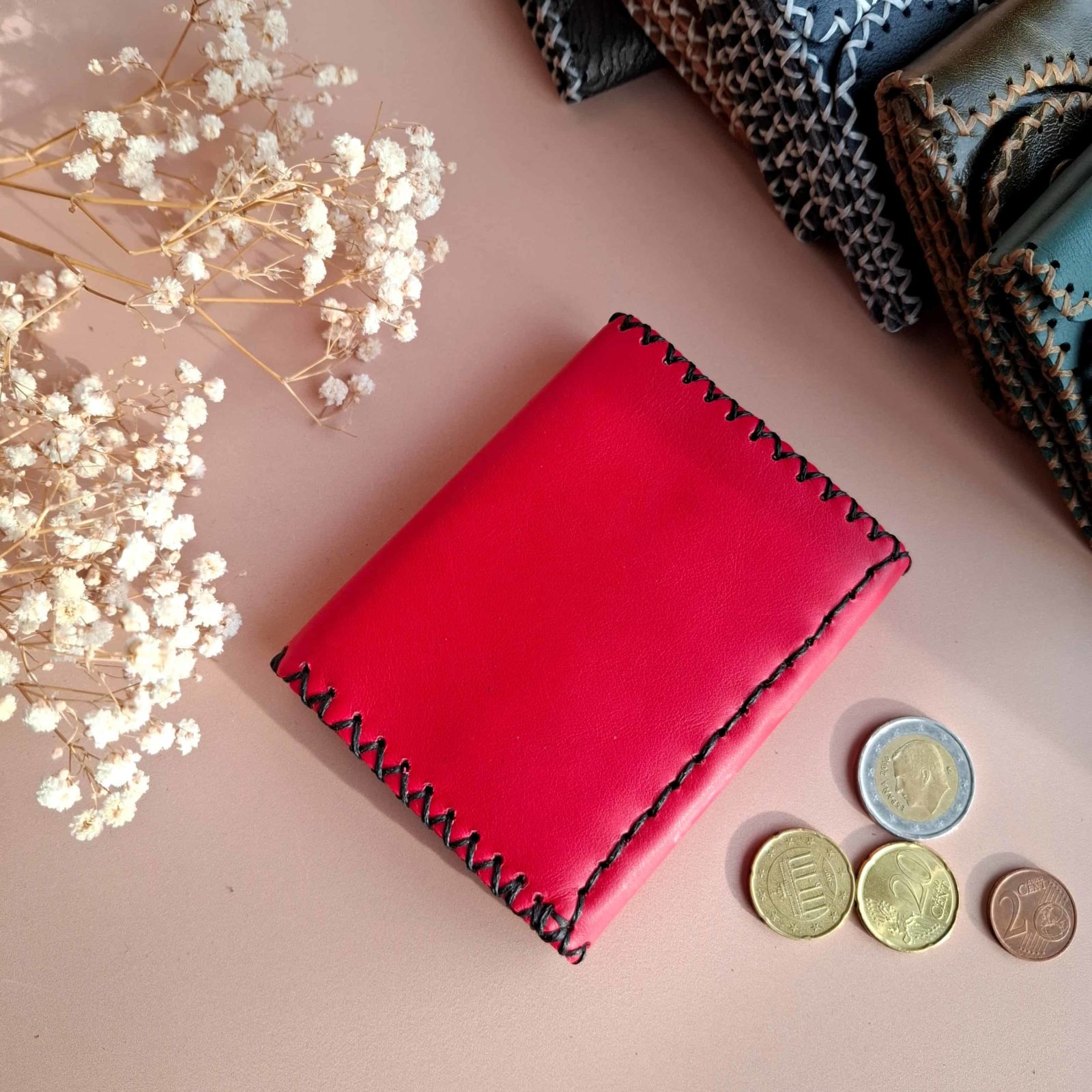 porte-carte cuir rouge