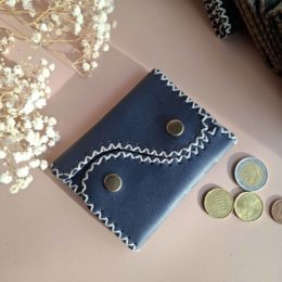 Porte-cartes cuir bleu marine